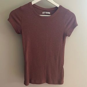 Abercrombie Rust Ribbed Short Sleeve Shirt